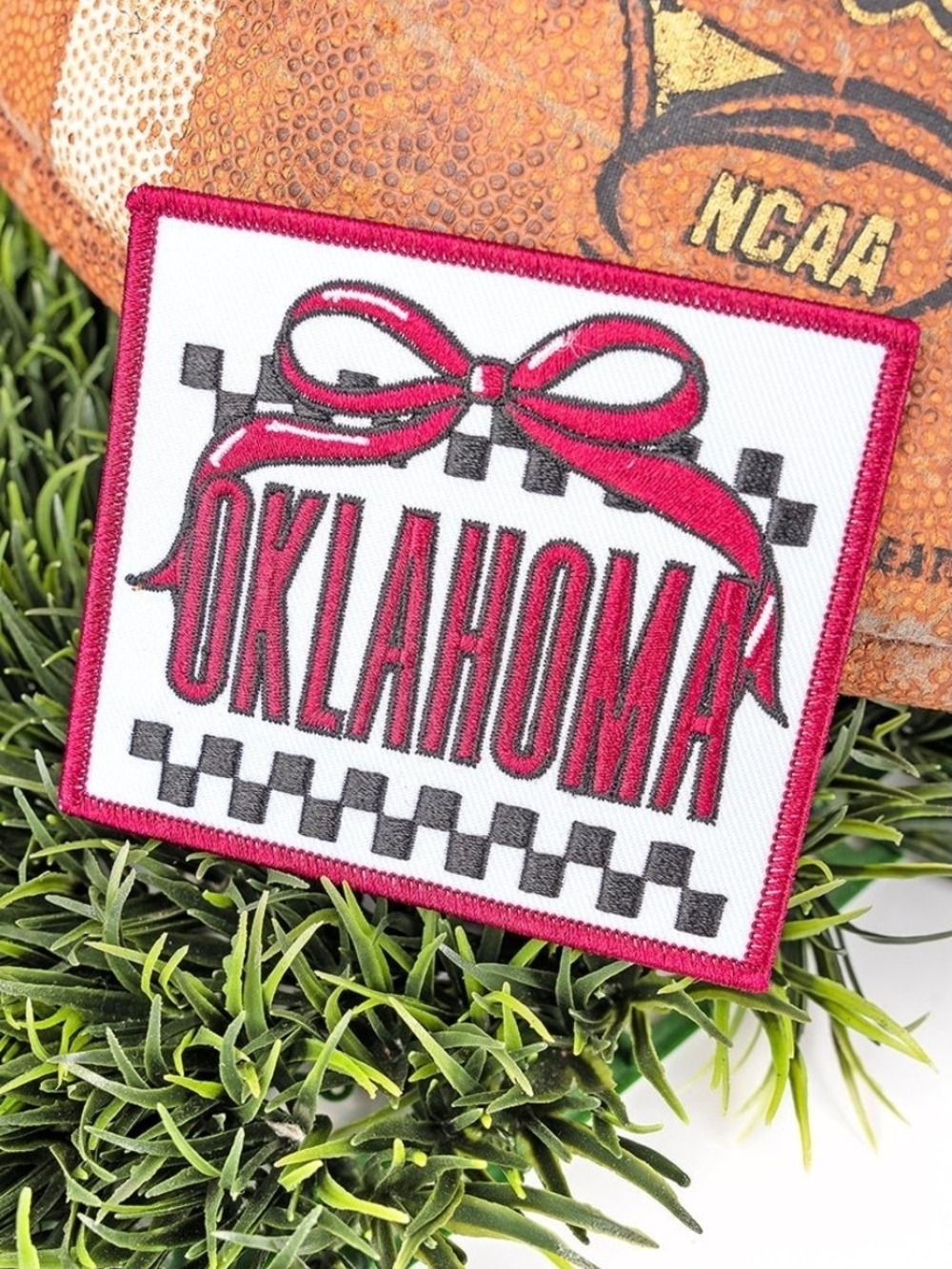 Bow Oklahoma Check Embroidered Patch